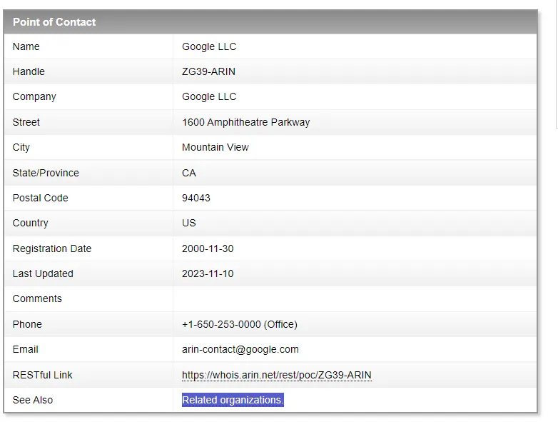 ARIN Search Example POC