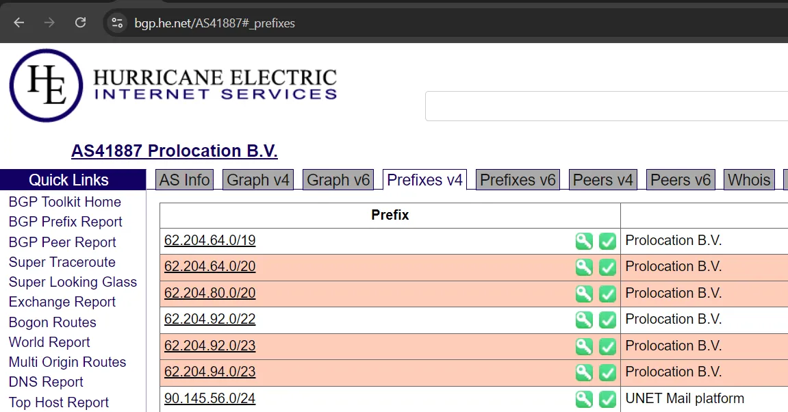 HE ASN IP Ranges