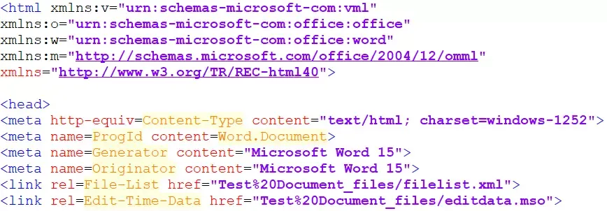 Word HTML Source